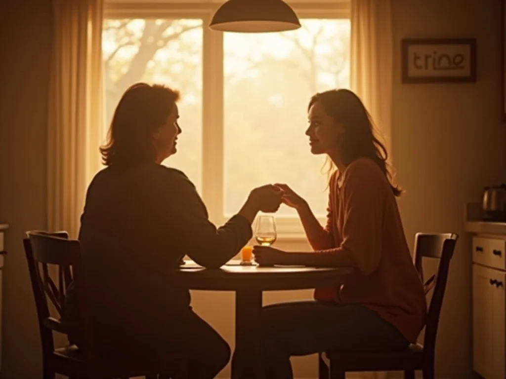 Couple having a calm conversation about relationship anxiety